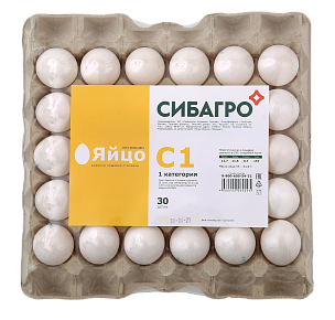 ЯЙЦО КУРИНОЕ ПИЩЕВОЕ СТОЛОВОЕ, КАТЕГОРИЯ С1, 30 ШТУК, В ТЕРМОПЛЕНКЕ